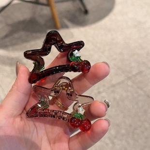 可爱的立体小樱桃抓夹~星星刘海夹中号前额抓夹后脑勺夹高马尾夹