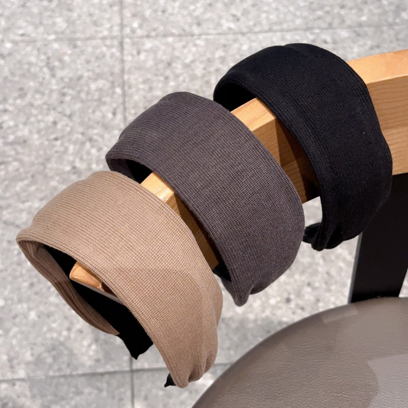 法式纯色宽边针织发箍