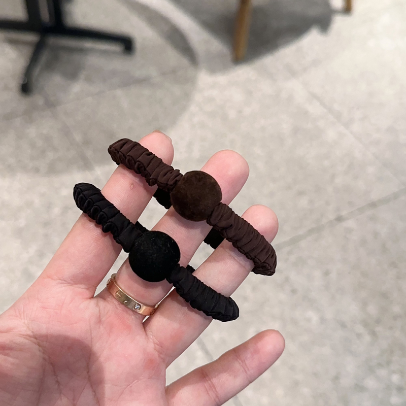 美拉德色系高弹植绒圆球头绳