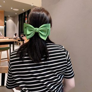 是我的女孩啦~布艺大蝴蝶结发夹女后脑勺头饰发饰法式高级感绿色