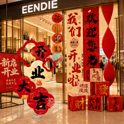 开业大吉气氛布置门店kt板装饰