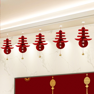 立体春福字挂件2026新年装饰品客厅吊饰过年灯笼春节马年布置家庭