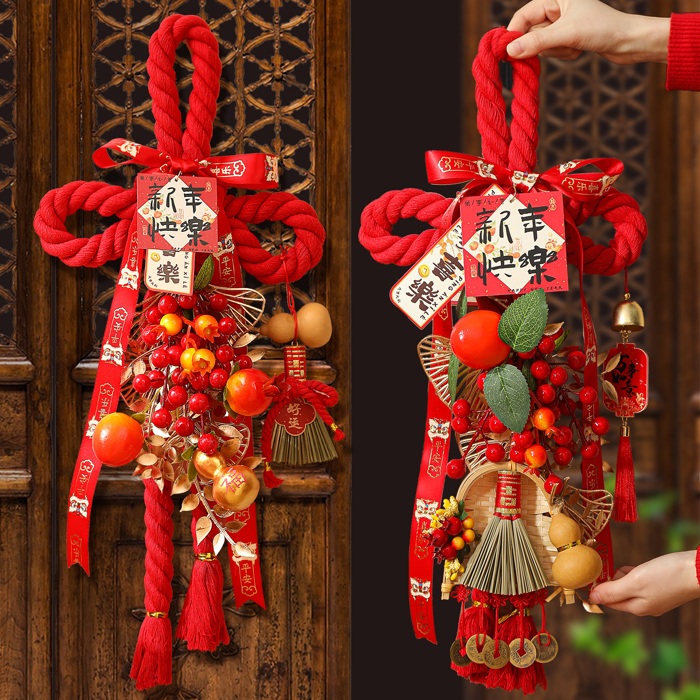 新年装饰品万字结福字挂件2026新款马年高级感中国结发财果门挂饰,家居饰品,装饰摆件,淘宝优惠券,粉丝福利购,淘宝优惠卷