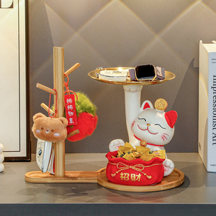 柜鑰匙收納玄關(guān)裝 招財貓入戶門口鞋 飾品擺件客廳家居喬遷新居禮品