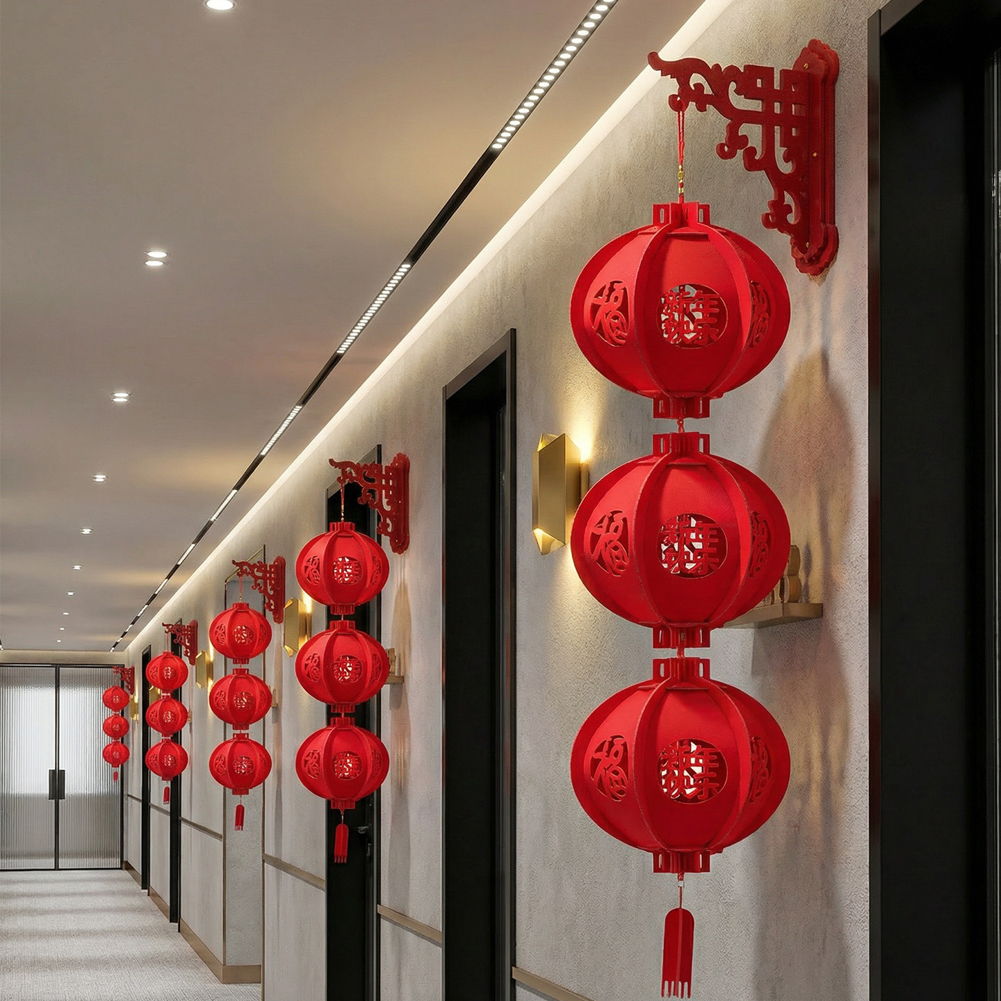 2026马年壁挂红色灯笼挂饰新年喜庆氛围装饰门口走廊过道福字挂件