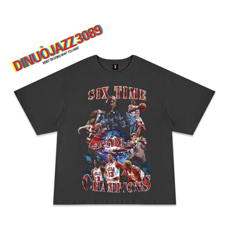 大虫丹尼斯·基思·罗德曼篮球人像印花情侣宽松落肩大码短袖T恤