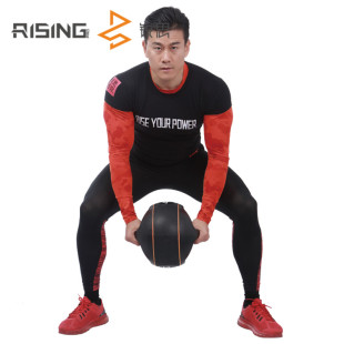 RISING锐思 彩色双耳药球 手柄药球橡胶重力球健身能力球私教训练