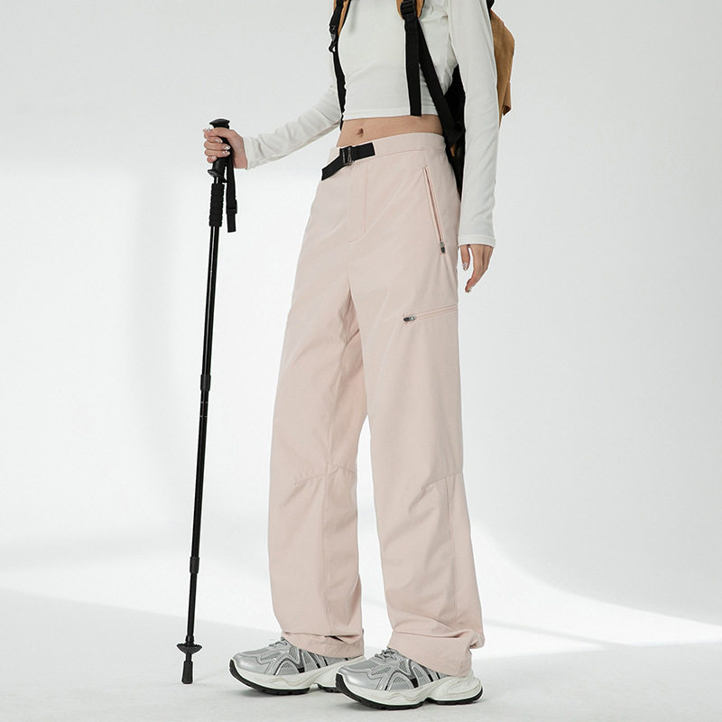 2026新款工装长裤女士夏季纯色户外登山防泼水冲锋裤宽松裤子女
