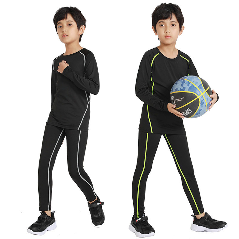 2026新款儿童健身服套装长袖紧身衣运动篮足球打底速干衣紧身衣男
