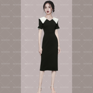 黑色包 RIERA高级感法式 名媛连衣裙女2025夏季 新款 气质收腰中长款