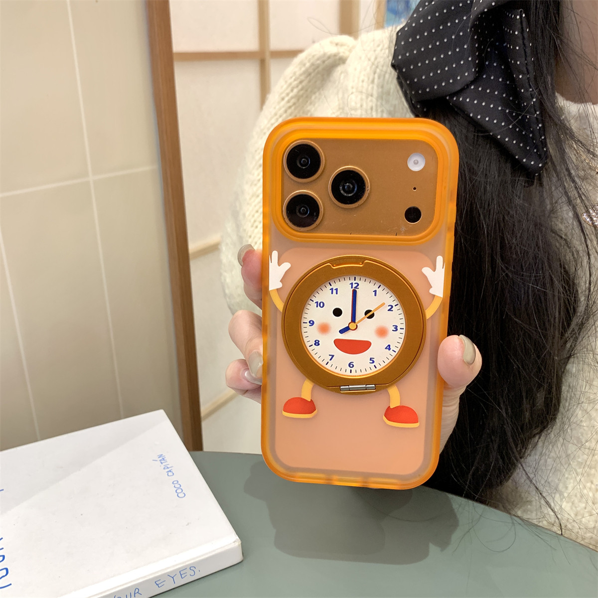 加尔 搞怪可爱闹钟小人360支架壳适用苹果17ProMax手机壳iphone17新款16pro女款15pro肤感壳17pro防摔保护套
