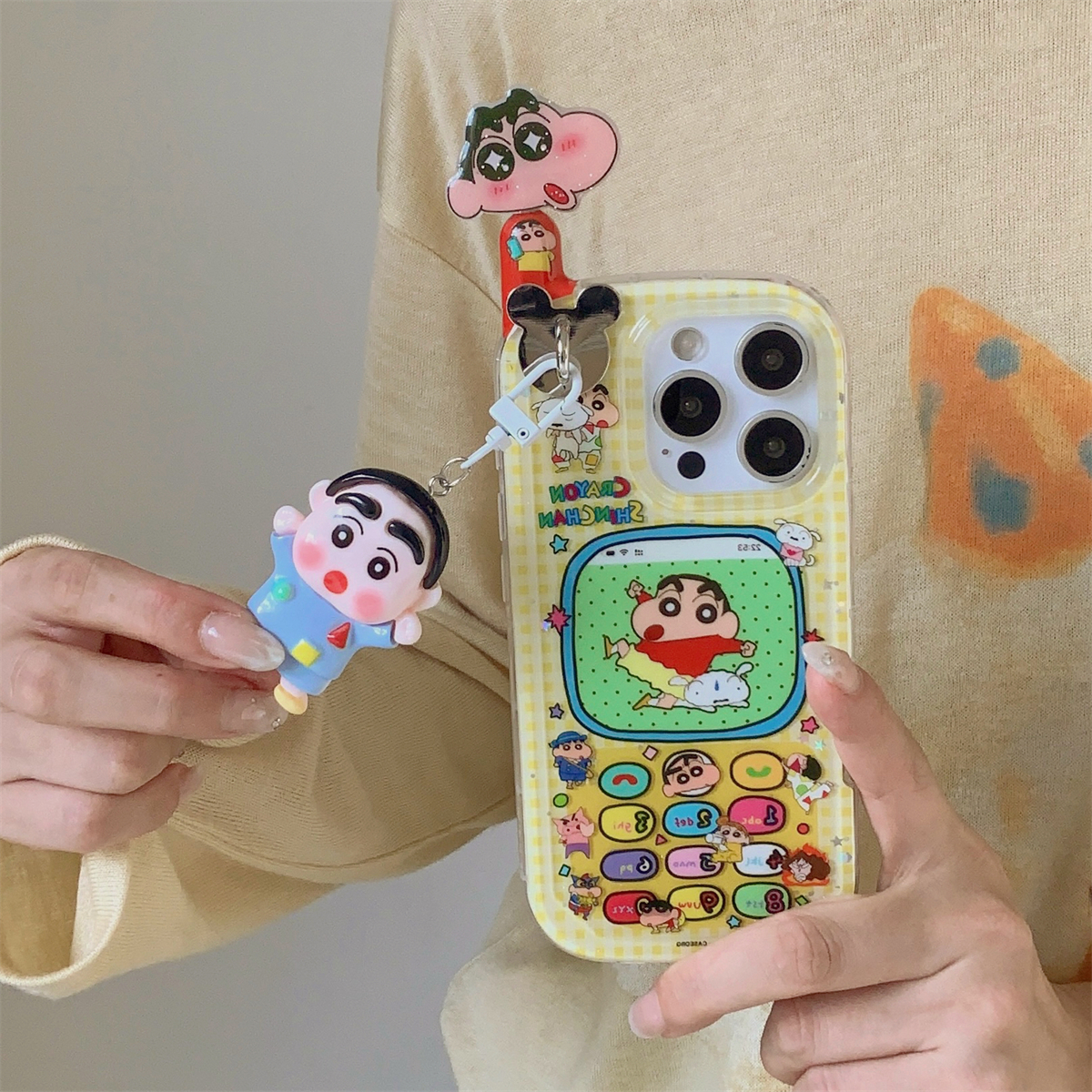 加尔 日系动漫可爱小新伸缩天线大哥大适用苹果17ProMax手机壳iphone15新款16pro创意14pro防摔13硅胶保护套