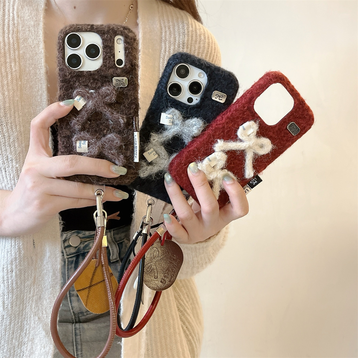 加尔 秋冬绒布时尚立体毛毡蝴蝶结适用苹果17ProMax手机壳iphone15新款16pro女款13创意14pro防摔17pro保护套,3C数码配件,手机保护套/壳,淘宝优惠券,粉丝福利购,淘宝优惠卷