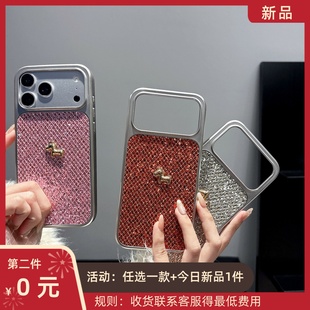 加尔 高级感时尚电镀亮片立体金色小马适用苹果17ProMax手机壳iphone15新款16pro女款13创意14pro防摔保护套