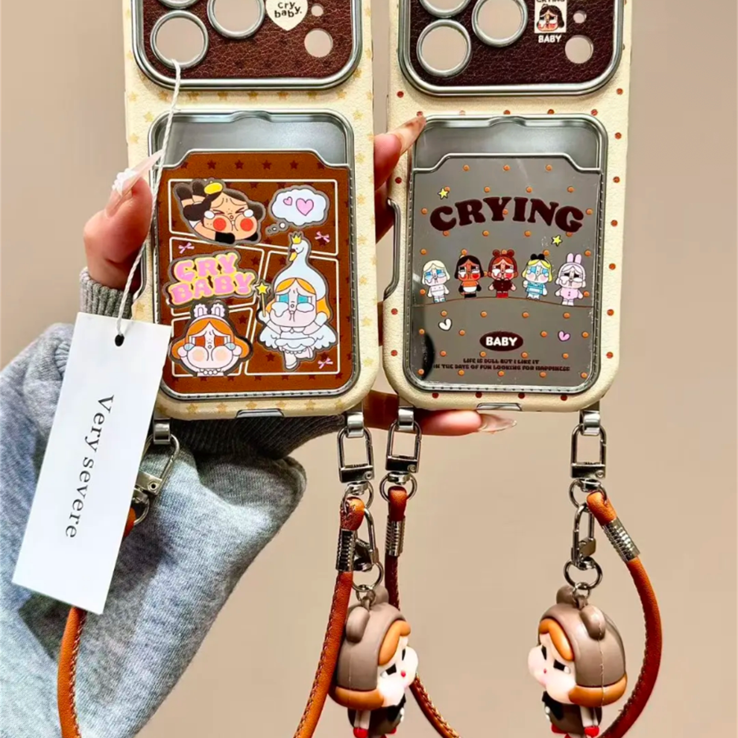 加尔 日韩可爱摔倒哭娃插画挂件腕带绳适用苹果17ProMax手机壳iphone15新款16pro女款13创意14pro防摔保护套