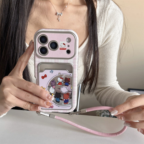 加尔 甜酷可爱CD碟片Kitty猫皮纹卡包适用苹果17ProMax手机壳iphone15新款16pro女款13创意14pro防摔17保护套