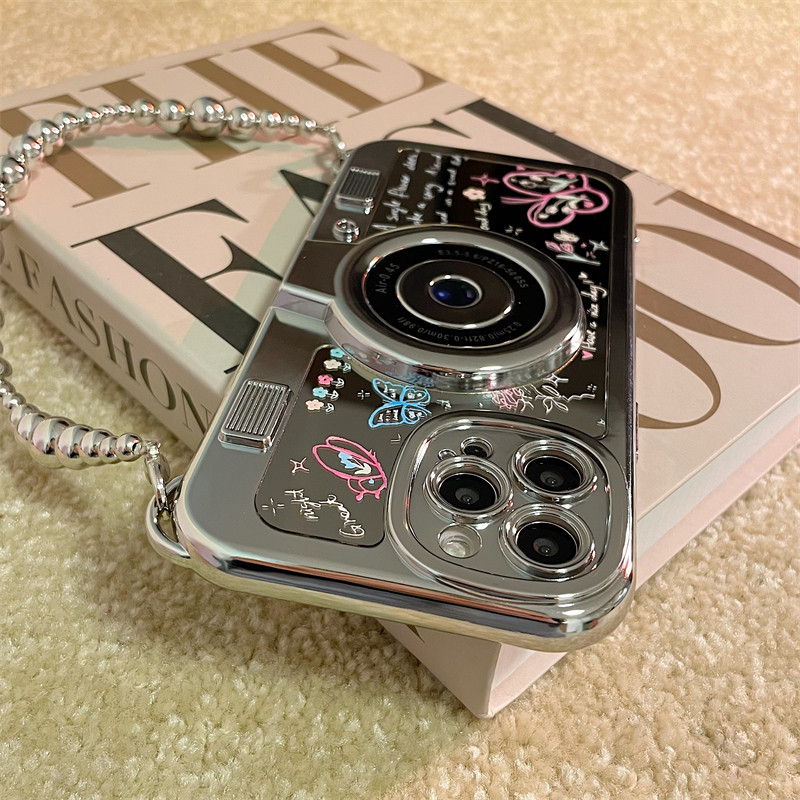 涂鸦蝴蝶镜面相机适用iphone14promax苹果13手机壳11新款13/14pro防摔iphone12高级感xs女款max创意xr软硅胶怎么看?