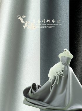395婚纱缎布料礼服有光厚缎diy手绘布料黑灰色旗袍汉服台湾厚缎