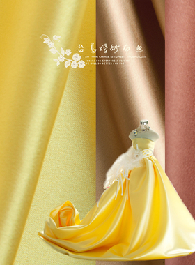 395婚纱缎布料小有光厚缎面diy旗袍古装黄色cos服装古装汉服面料