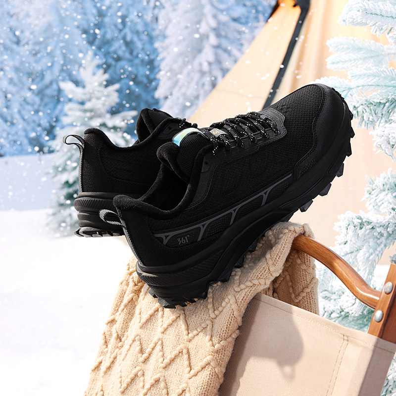 361度加绒运动鞋男2025冬季新款轻便软底休闲鞋户外鞋保暖跑步