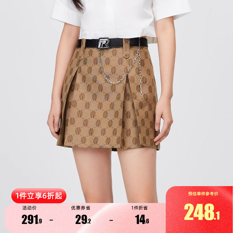 [新]ONLY2023夏季新款复古字母满印A字高腰短裙半身裙女