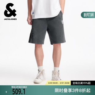 湖人队贴布抽绳腰宽松休闲短裤 冬新款 男装 杰克琼斯NBA联名款
