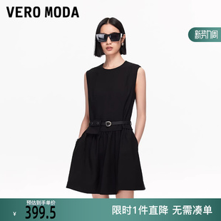 Vero 腰带收腰显瘦A摆短裙休闲32537A003 Moda连衣裙2025冬新款