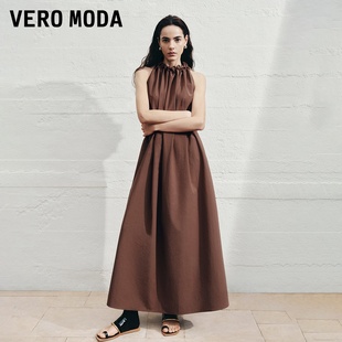挂脖裙32527A050 Vero Moda连衣裙2025夏季 新款 含棉纯色A字无袖