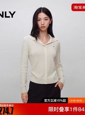 ONLY2025冬新款时髦两穿领型含绵羊毛开衫针织衫女|12543A004
