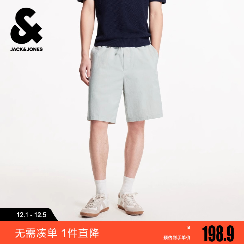 杰克琼斯冬新款潮流百搭时尚通勤风字母刺绣宽松短裤五分裤男装