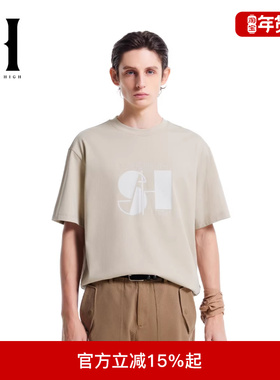 SEASON HIGE冬季宽松舒适潮时尚出街简约文艺立体胶印短袖T恤男装