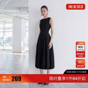 绫致ONLY2026夏季新款无袖裙子圆领长裙流畅A摆连衣裙女