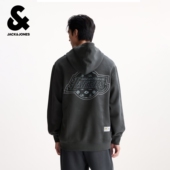 杰克琼斯NBA联名快船队刺绣宽松舒适百搭潮时尚 出街连帽卫衣男装