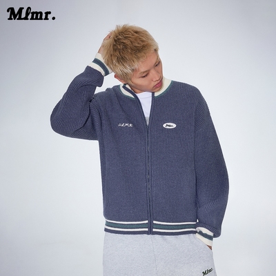 MLMR冬季新款复古风百搭撞色半高领含羊毛刺绣条纹针织衫男女