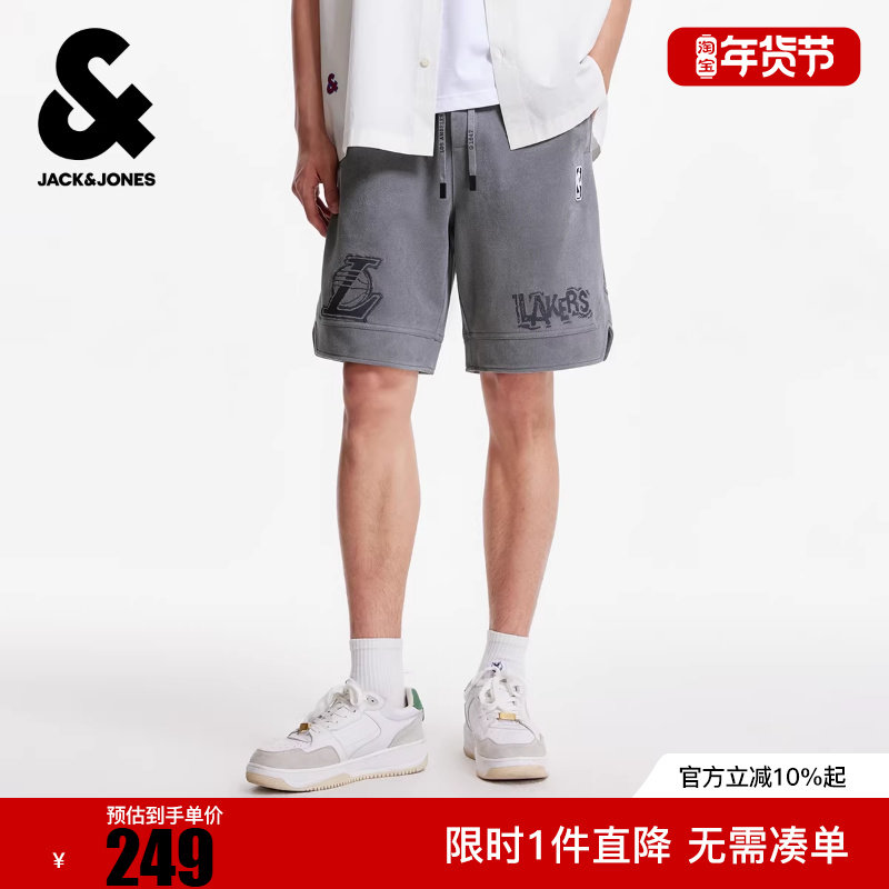 杰克琼斯NBA联名冬男装短裤湖人队字母刺绣潮时尚运动百搭裤子,男装,短裤,淘宝优惠券,粉丝福利购,淘宝优惠卷