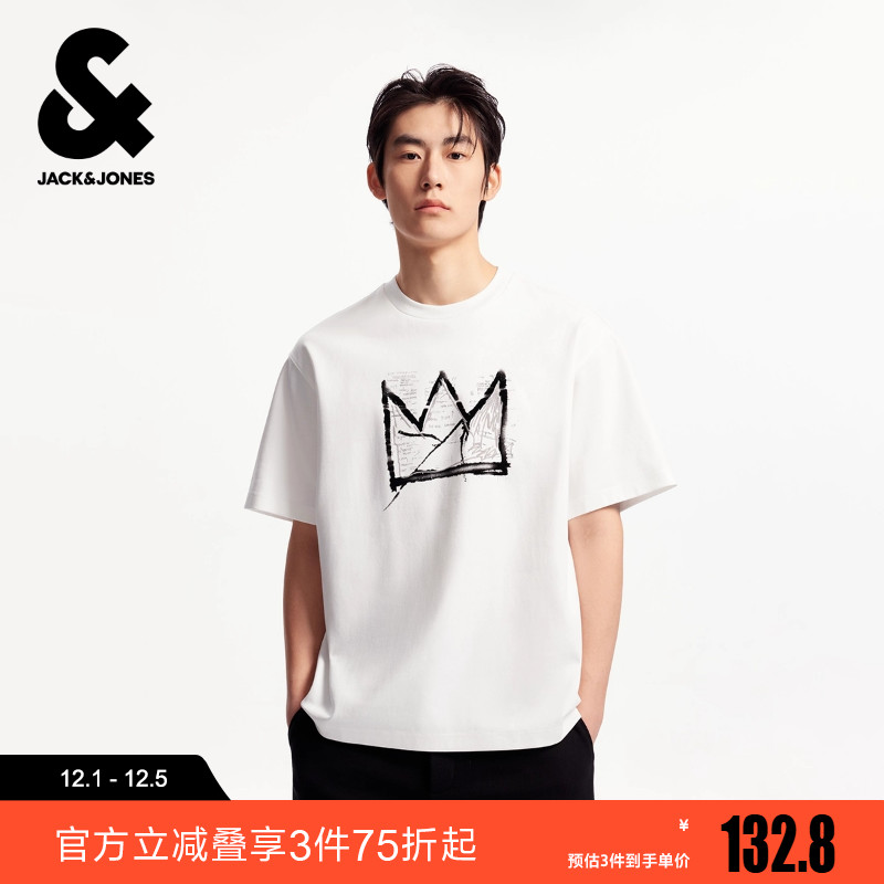 杰克琼斯男装BSQ联名冬新款潮酷百搭舒适宽松圆领短袖T恤