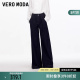 含棉同色腰带撞色明线阔腿裤 2025冬款 简约百搭 Moda牛仔裤 Vero