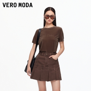 Vero 立体字母印花绒面质感正肩上衣通勤百搭 ModaT恤2025秋季 新款