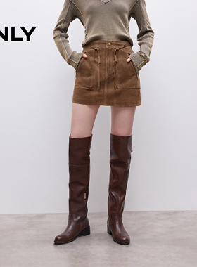 ONLY2025冬新款酷辣显瘦挺阔A字短裙皮裙半身裙女|12549M003