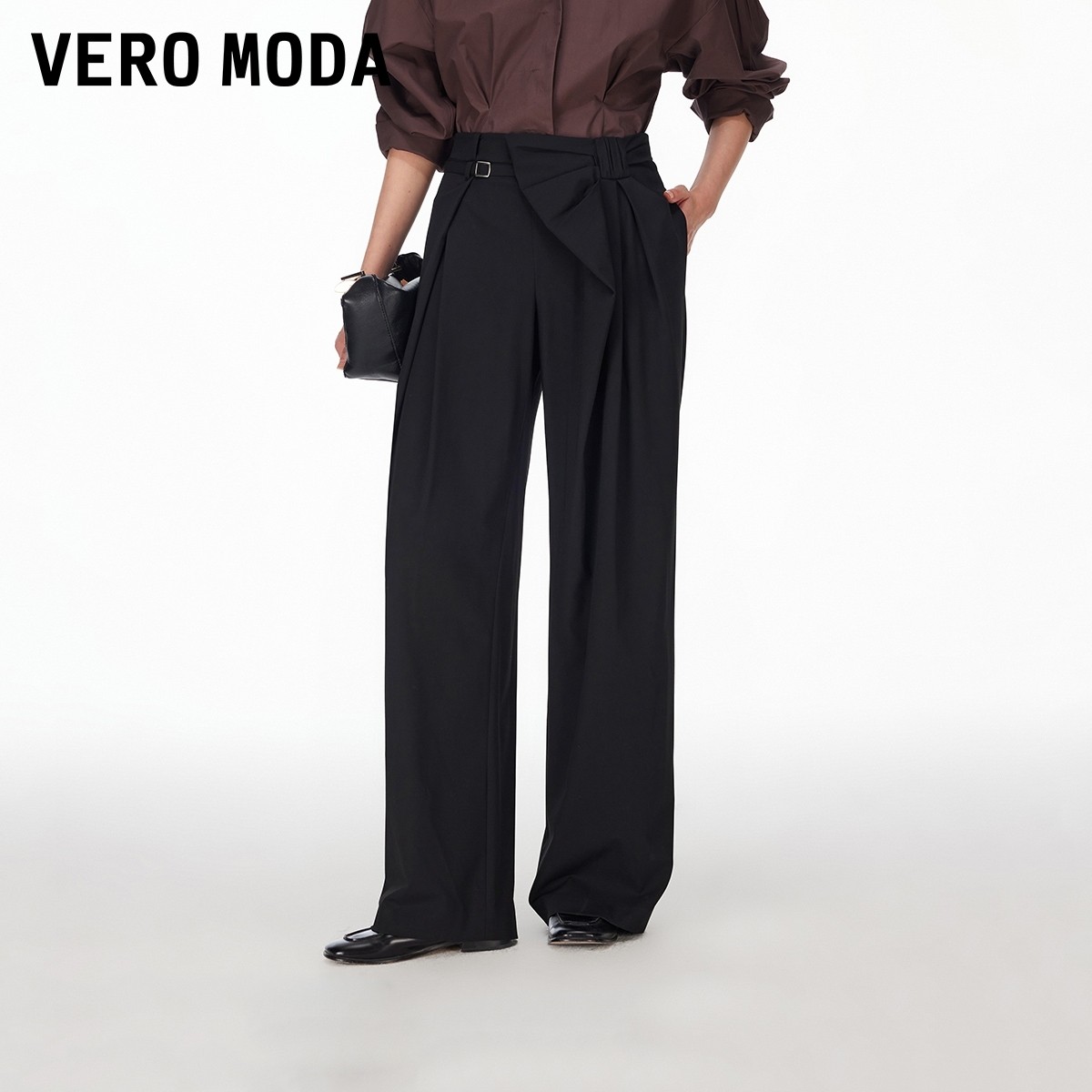 Vero Moda休闲裤女2026春季新款蝴蝶结褶皱可拆腰带宽松阔腿裤,女装/女士精品,休闲裤,淘宝优惠券,粉丝福利购,淘宝优惠卷