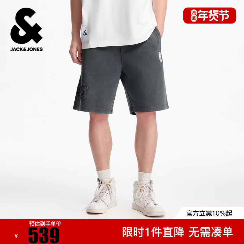 杰克琼斯NBA联名款男装冬新款湖人队贴布抽绳腰宽松休闲短裤,男装,短裤,淘宝优惠券,粉丝福利购,淘宝优惠卷