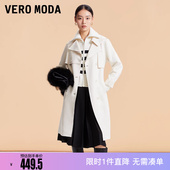 直筒收腰翻领长款 新款 双排扣325409005 Moda风衣外套2025冬季 Vero