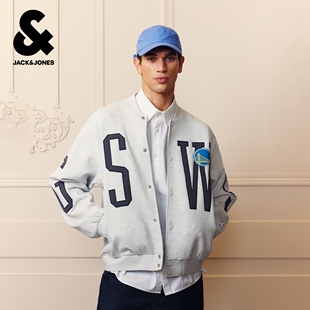 杰克琼斯NBA联名金州勇士球队男装夹克冬新款宽松棒球领外套