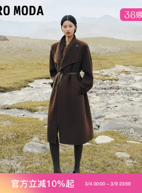 Vero Moda毛呢大衣女2025冬季新款纯绵羊毛腰带宽松大衣32544S002