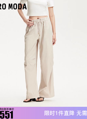 Vero Moda休闲裤2025冬新款抽绳松紧腰头宽松阔腿裤3253PL002