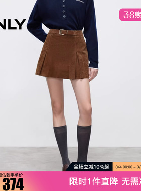 ONLY2025冬新款立体褶裥显瘦A字皮裙短裙半身裙女|12549M005