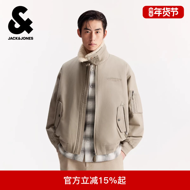 杰克琼斯男装冬季新款精致刺绣休闲宽松仿羊羔绒翻领棉衣棉服外套,男装,棉衣,淘宝优惠券,粉丝福利购,淘宝优惠卷