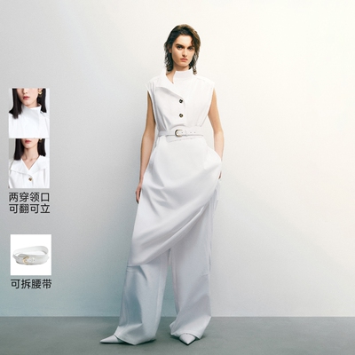 Vero Moda连衣裙2026夏季新款可拆腰带两穿领插兜纽扣牛仔裙