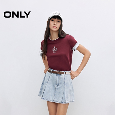 ONLY2025冬新款学院风A字百褶裙牛仔短裙半身裙女|125237010