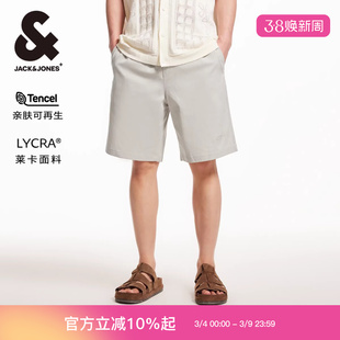 杰克琼斯冬新款休闲百搭舒适莱卡天丝通勤度假风宽松短裤男装